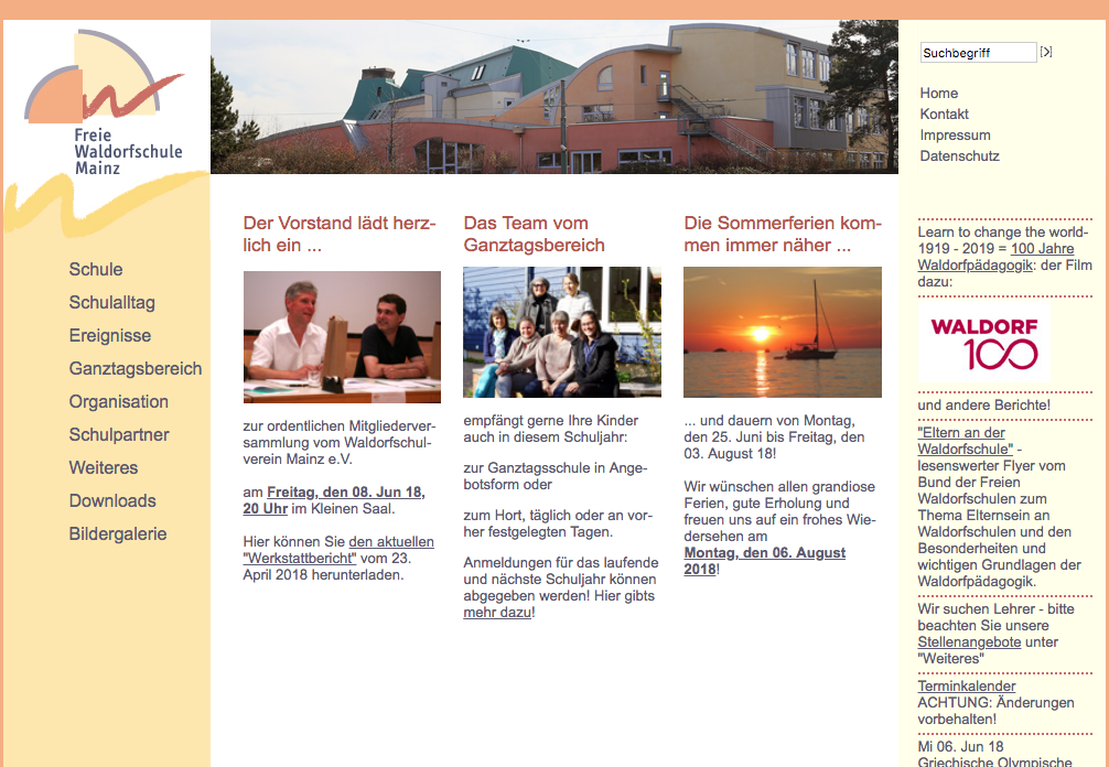 Webiste Freie Waldorfschule Mainz