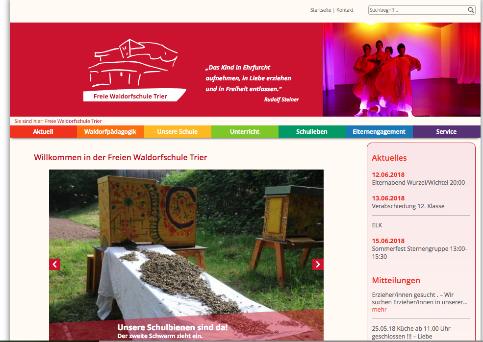 Webiste Freie Waldorfschule Trier